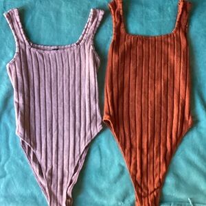 Ribbed One Piece - Purple and Orange